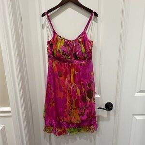 Sue Wong Pink Floral Silk Dress